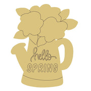 Design By Line Watering Can MDF Cutout Hello Spring - Unfinished For DIY