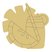 Design By Line Watermelon Slice MDF Cutout Sun Jar of Sweet Tea - Unfinished For DIY