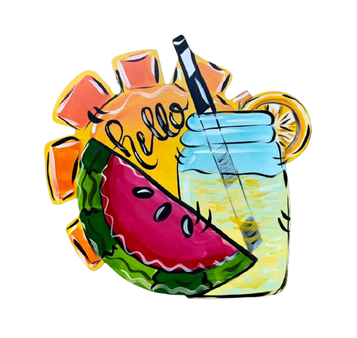 Design By Line Watermelon Slice MDF Cutout Sun Jar of Sweet Tea - Unfinished For DIY