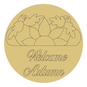 Design By Line Round MDF Cutout Welcome Autumn - Unfinished For DIY