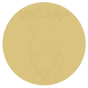 Design By Line Round MDF Cutout Welcome Gnome With Pumpkin - Unfinished For DIY