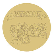 Design By Line Round MDF Cutout Welcome Owls On A Branch - Unfinished For DIY