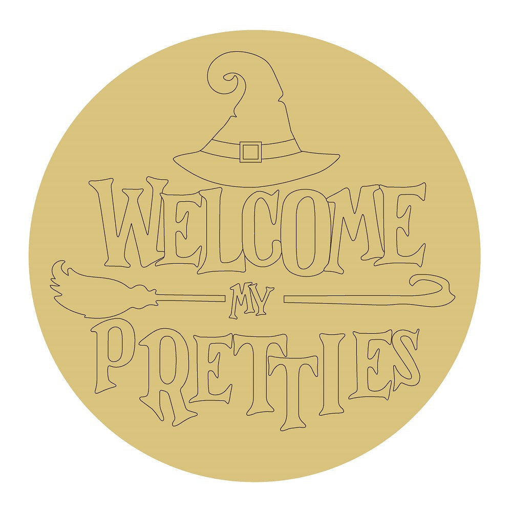 Design By Line Round MDF Cutout Welcome My Petites - Unfinished For DIY
