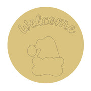 Design By Line Round MDF Cutout Welcome Santa - Unfinished For DIY