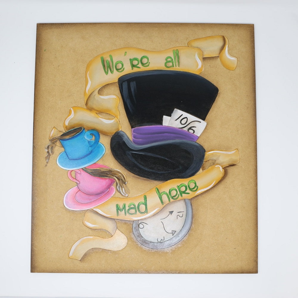 Design By Line Square MDF Cutout We're All Mad Here - Unfinished For DIY