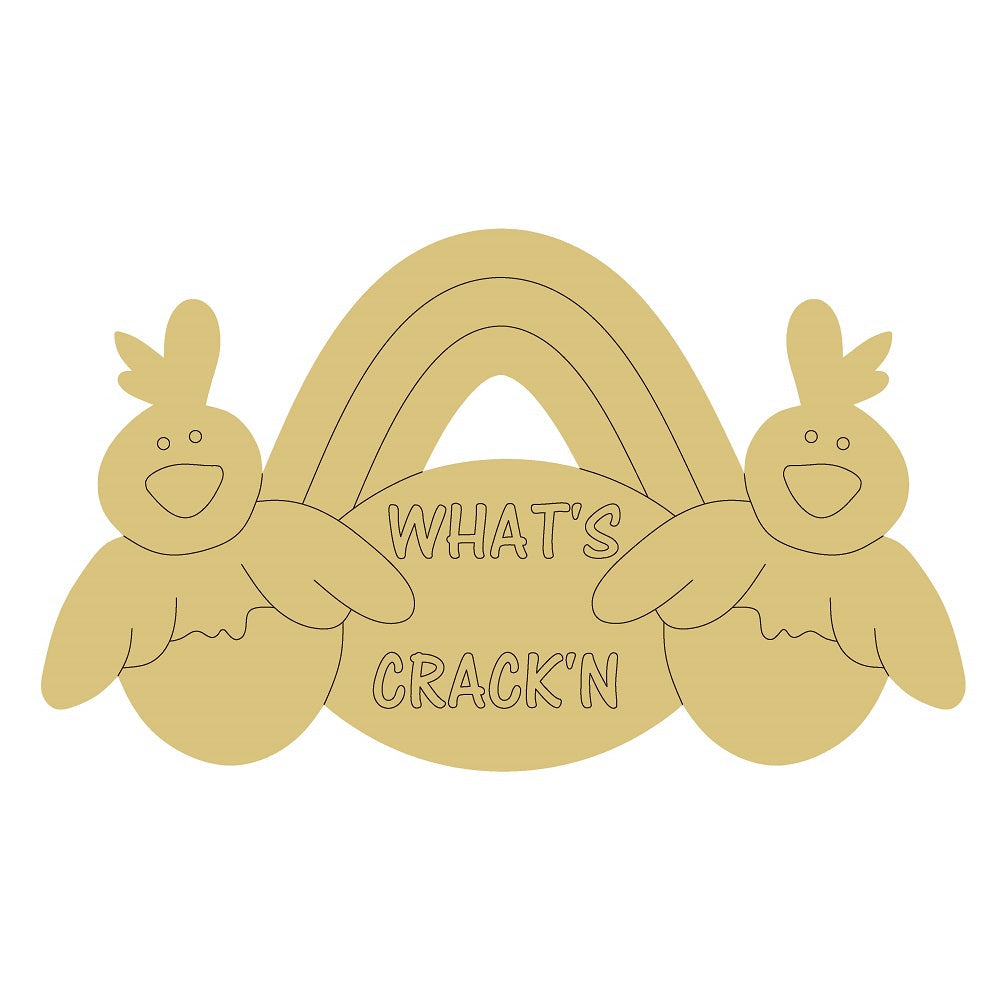 Design By Line Rainbow Arch With Chicks MDF Cutout What's Crack'n - Unfinished For DIY