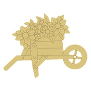Design By Line Wheelbarrow MDF Cutout Floral Bouquet Style 4 - Unfinished For DIY