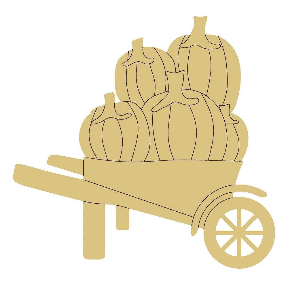 Design By Line Wheel Barrow MDF Cutout Pumpkins In Wheel Barrow - Unfinished For DIY