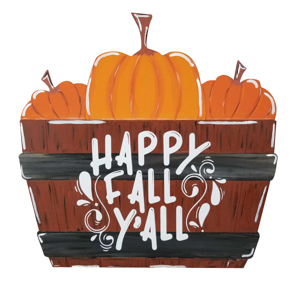 Basic Shape Whiskey Barrow MDF Cutout With Pumpkins In It - Unfinished For DIY