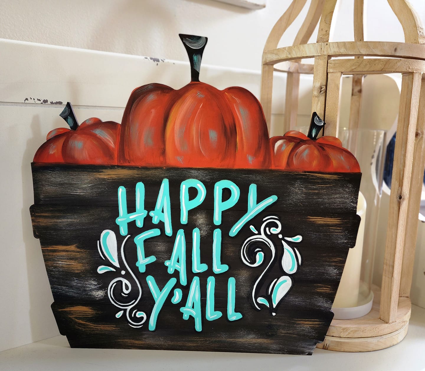 Design By Line Barrel MDF Cutout Happy Fall Y'all - Unfinished For DIY