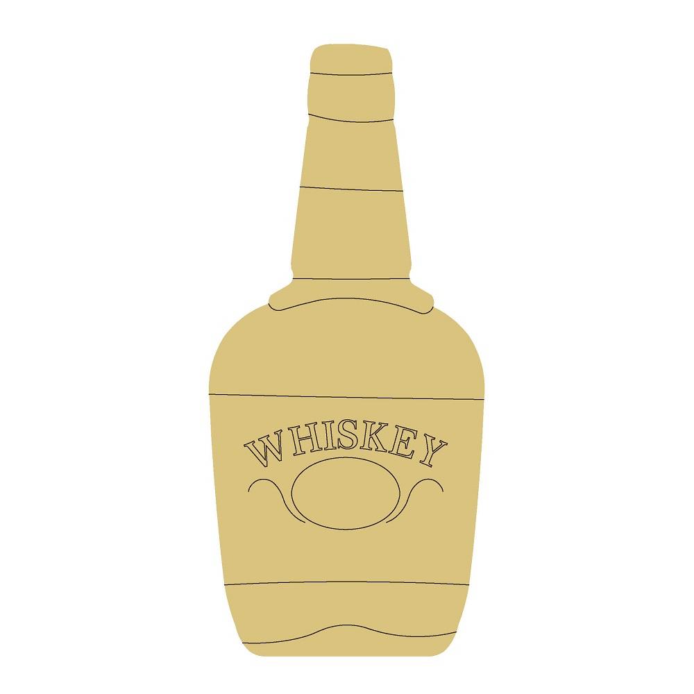 Design By Line Whiskey Bottle MDF Cutout Whiskey Label With Swirl - Unfinished For DIY