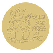 Design By Line Round MDF Cutout Wild And Free Owl Silhouette - Unfinished For DIY