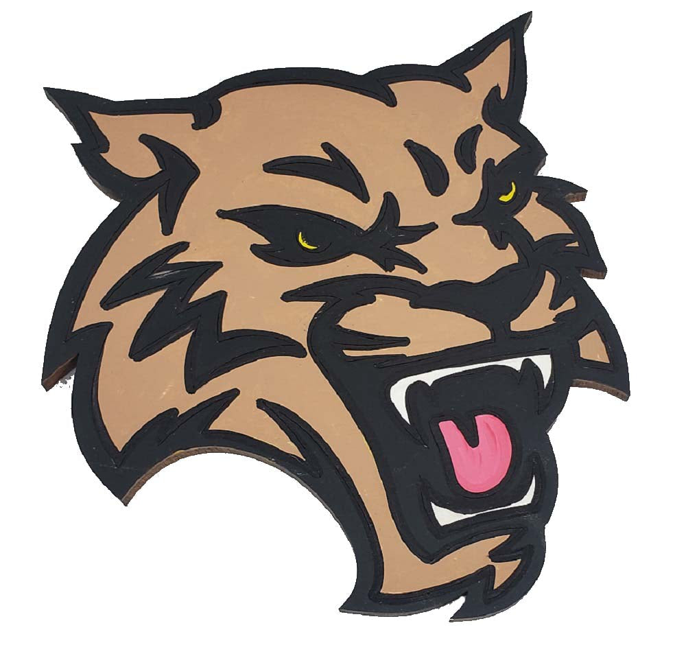 Design By Line Wildcat Head MDF Cutout Line Art - Unfinished For DIY