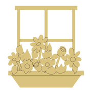 Design By Line Window MDF Cutout Flower Box - Unfinished For DIY