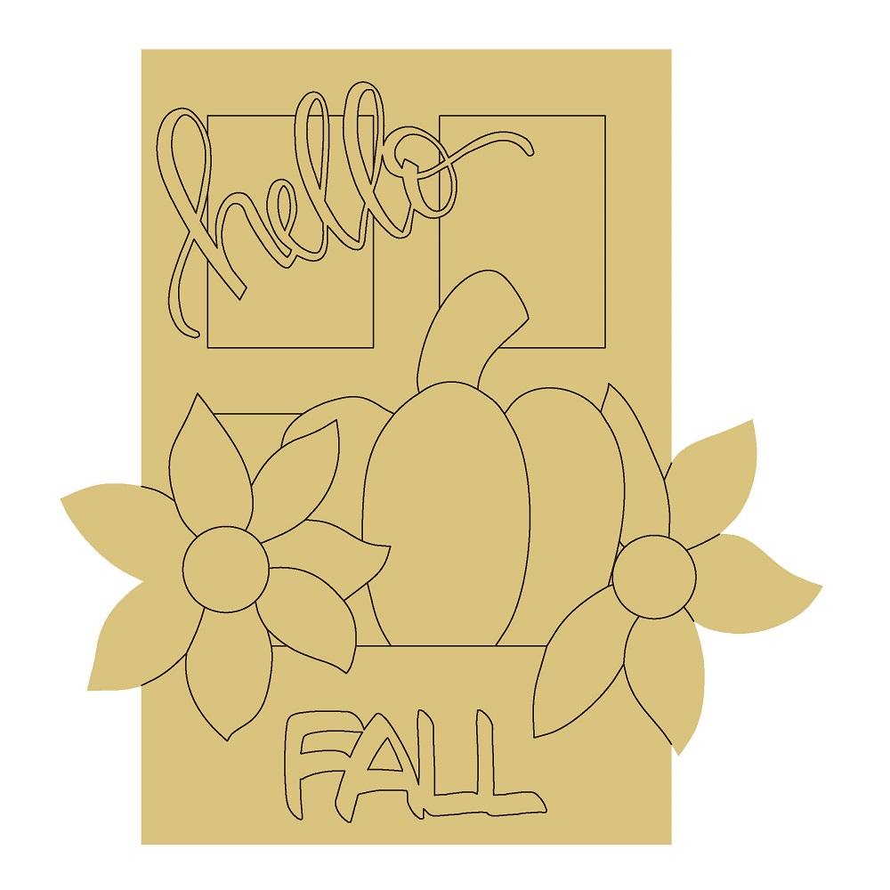 Design By Line Pumpkin MDF Cutout Hello Fall Sunflower- Unfinished For DIY