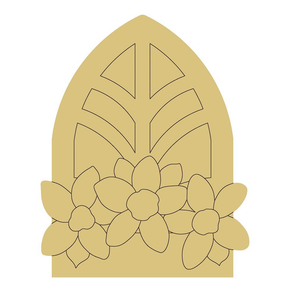 Design By Line Window MDF Cutout Floral Arch - Unfinished For DIY