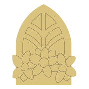 Design By Line Window MDF Cutout Floral Arch - Unfinished For DIY