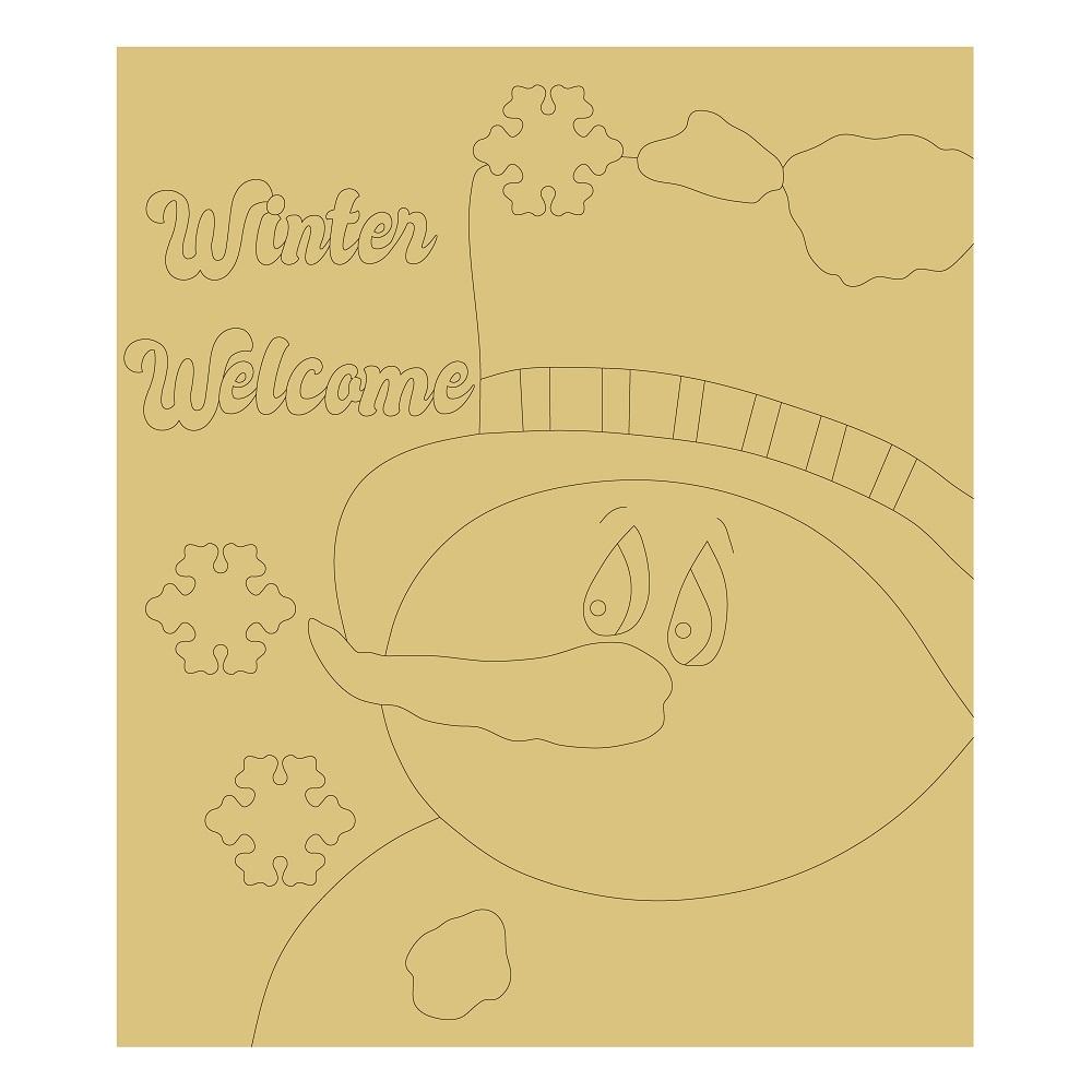 Design By Line MDF Cutout Winter Welcome - Unfinished For DIY