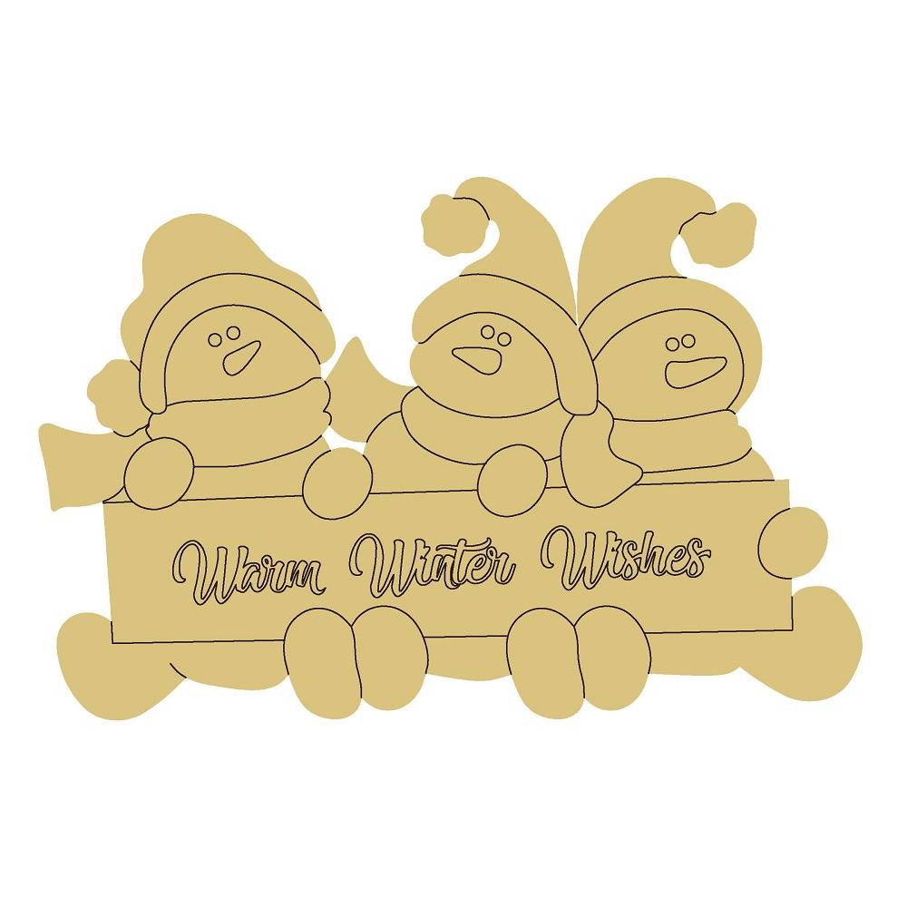 Design By Line Snowmen MDF Cutout Warm Winter Wishes Snowman Trio - Unfinished For DIY
