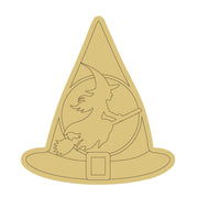 Design By Line Witch Hat  MDF Cutout Silhouette - Unfinished For DIY