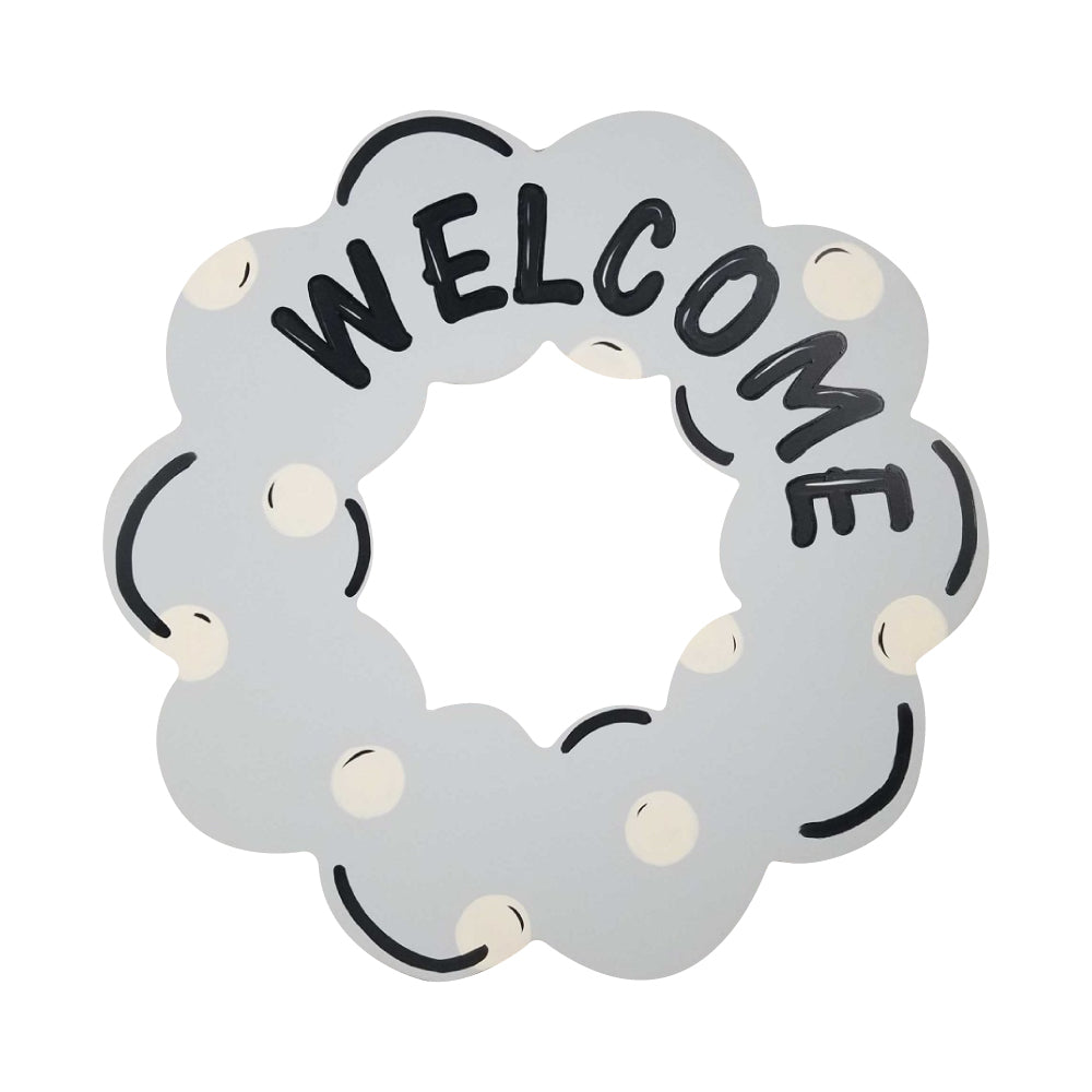 Design By Line Round MDF Cutout Welcome Wreath - Unfinished For DIY