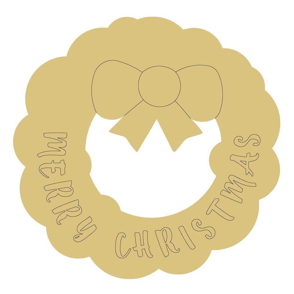 Design By Line Round MDF Cutout Merry Christmas Wreath - Unfinished For DIY