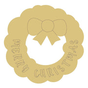 Design By Line Round MDF Cutout Merry Christmas Wreath - Unfinished For DIY