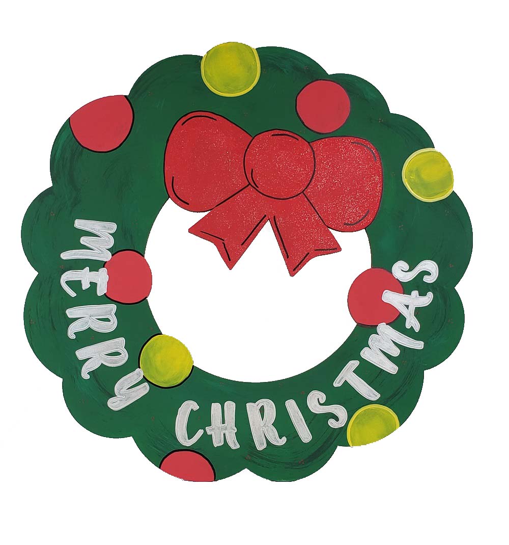 Design By Line Round MDF Cutout Merry Christmas Wreath - Unfinished For DIY