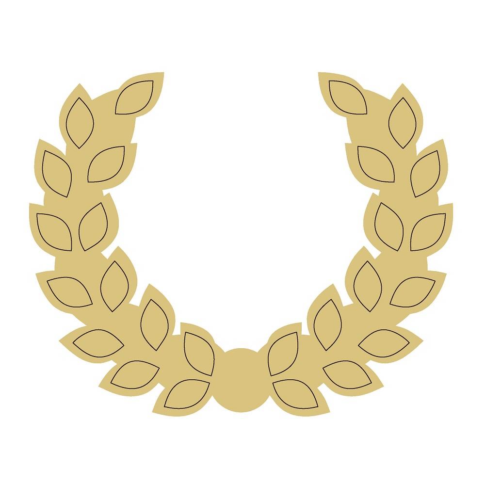 Design By Line Laurel Wreath MDF Cutout Laurel Leaves Silhouette - Unfinished For DIY