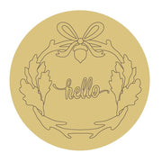 Design By Line Round MDF Cutout Hello Wreath - Unfinished For DIY