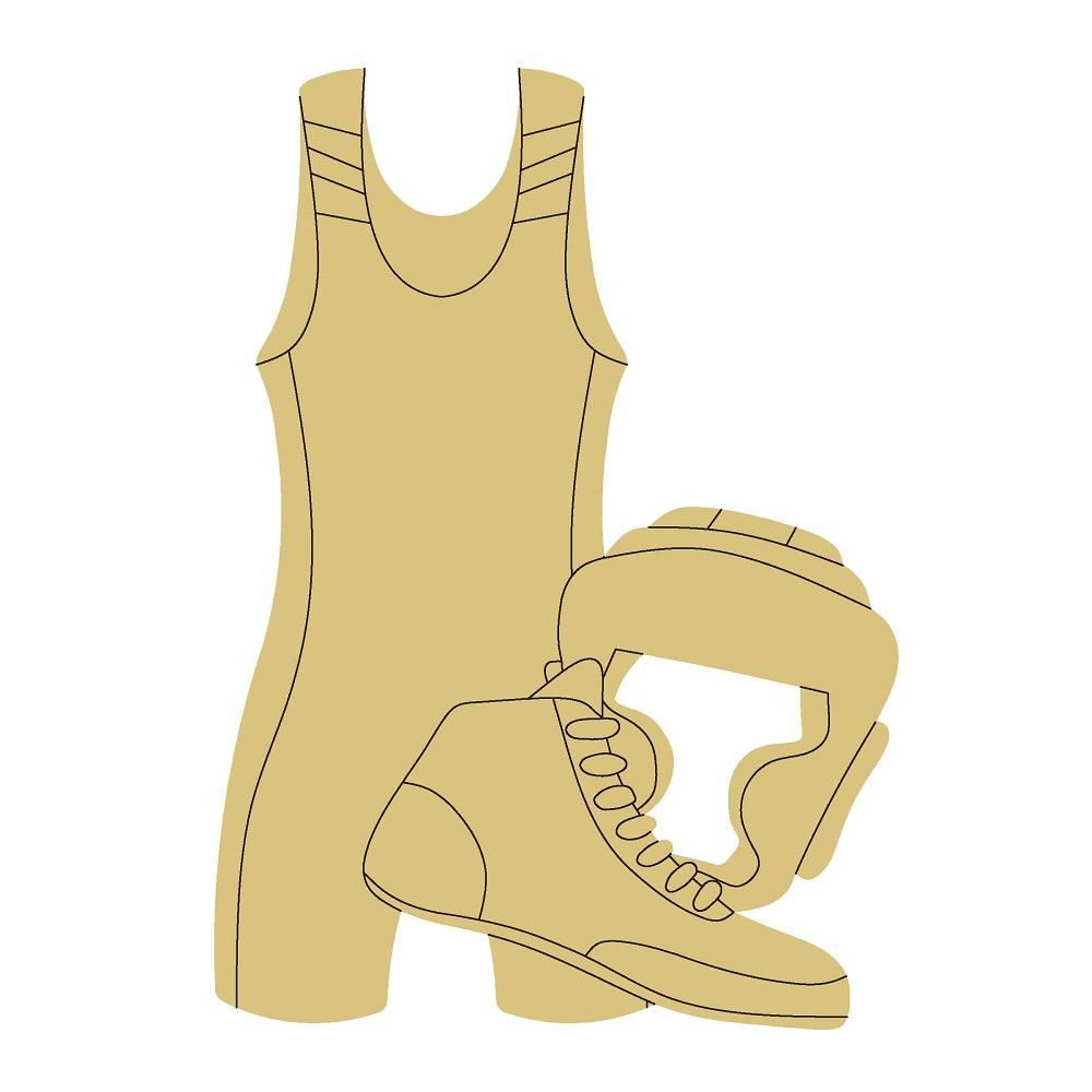 Design By Line Wrestling Singlet MDF Cutout Silhouette - Unfinished For DIY