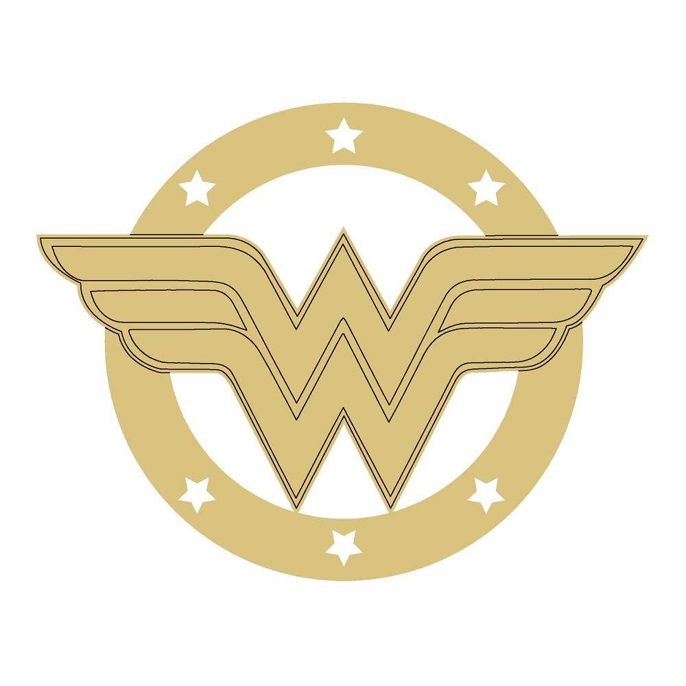 Design By Line Round MDF Cutout WW Logo Wonder Woman - Unfinished For DIY