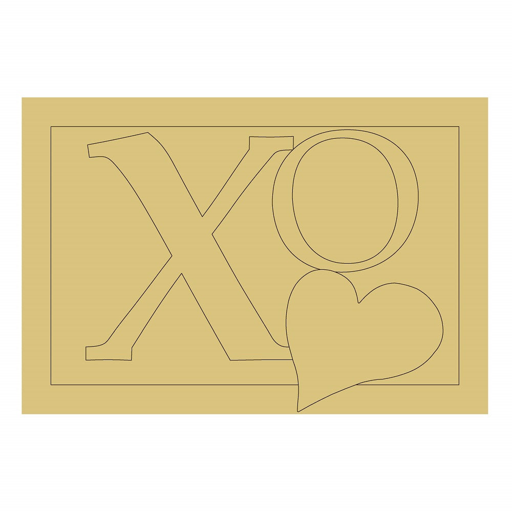 Design By Line Heart MDF Cutout XO Monogram - Unfinished For DIY