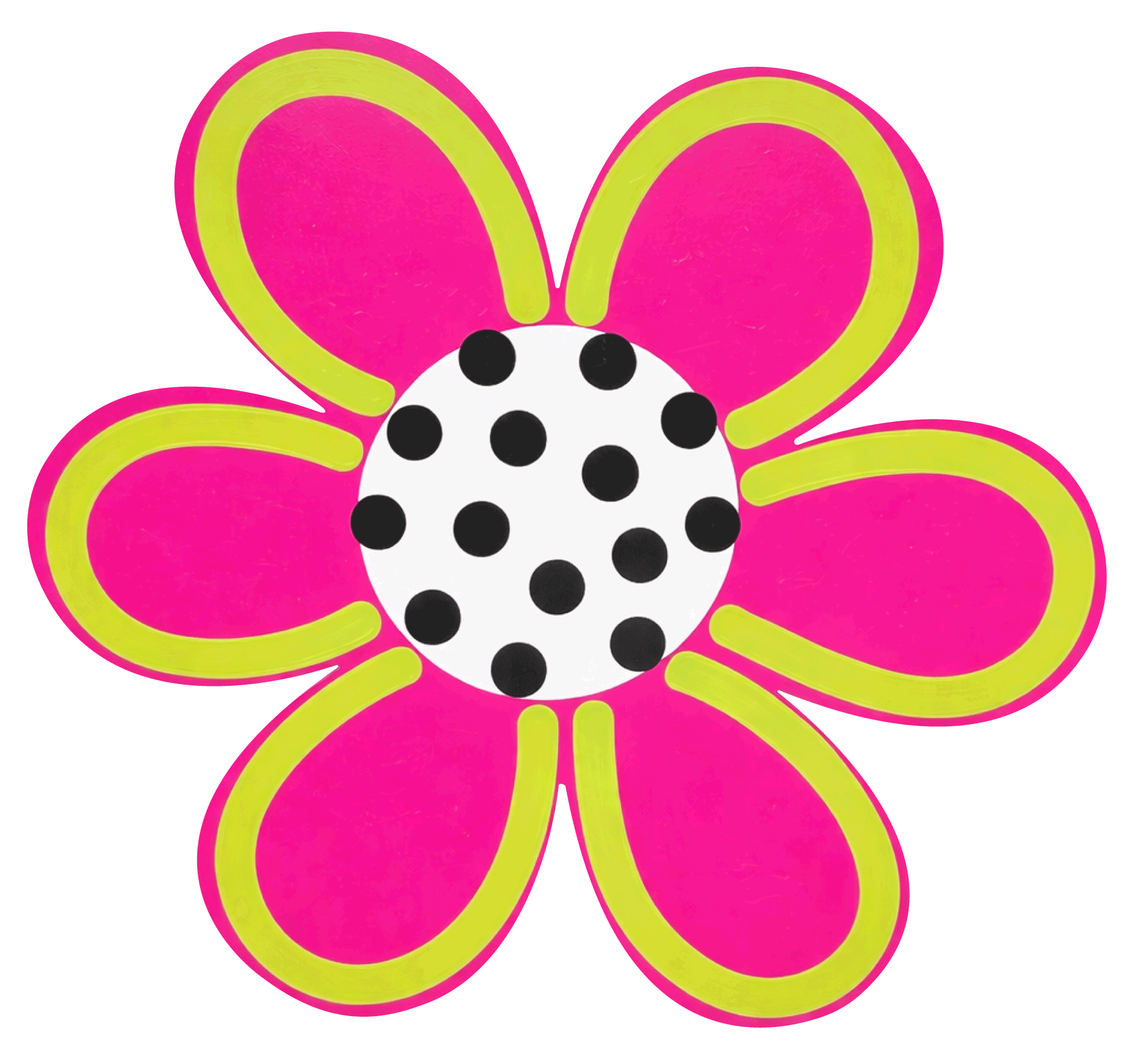 Molly Cummings (DOOR MATS BY MOLLY) PINK NEON YELLOW AND WHITE WITH BLACK DOTS