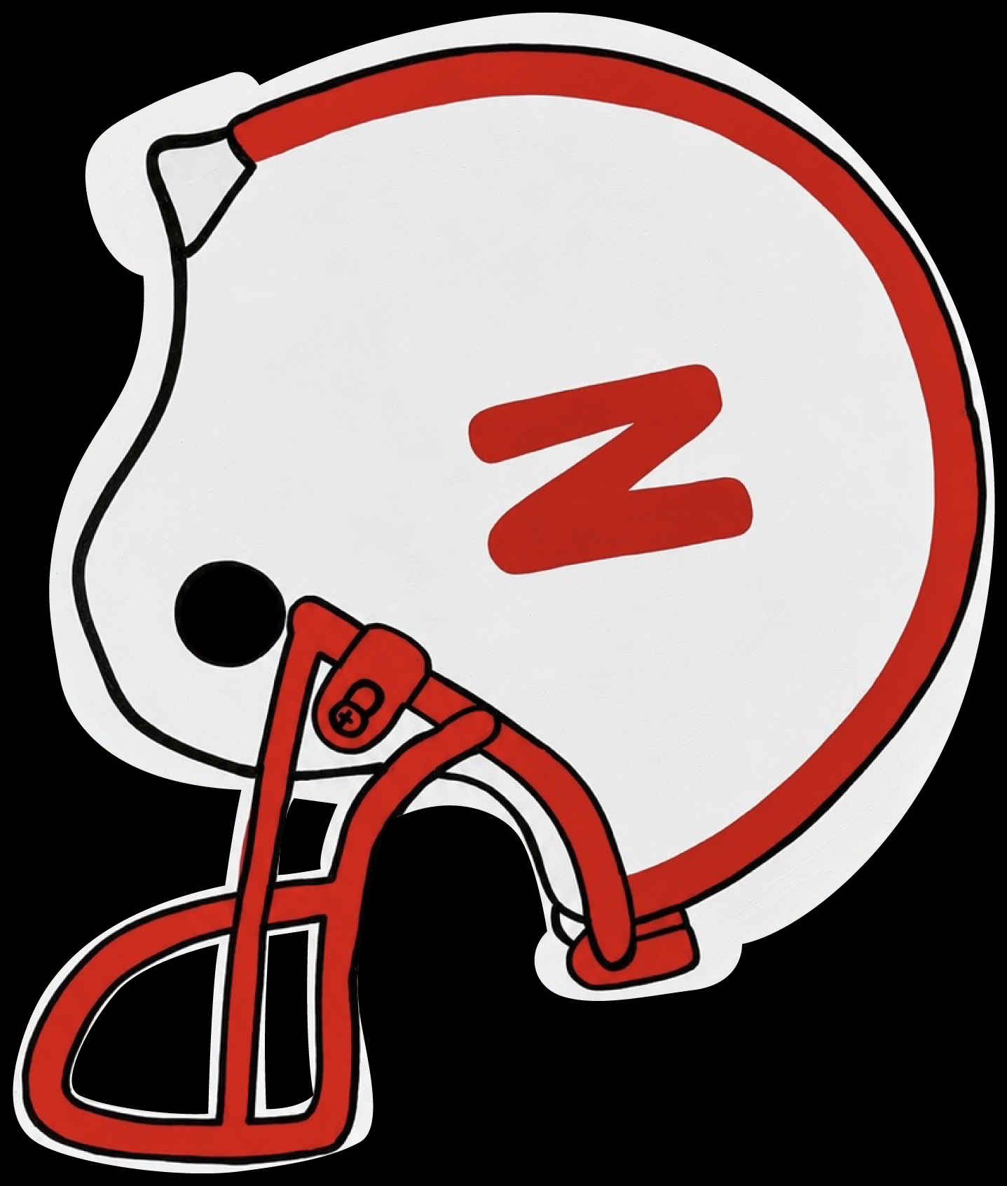 Molly Cummings (DOOR MATS BY MOLLY) RED AND WHITE FOOTBALL HELMET WITH LETTER N