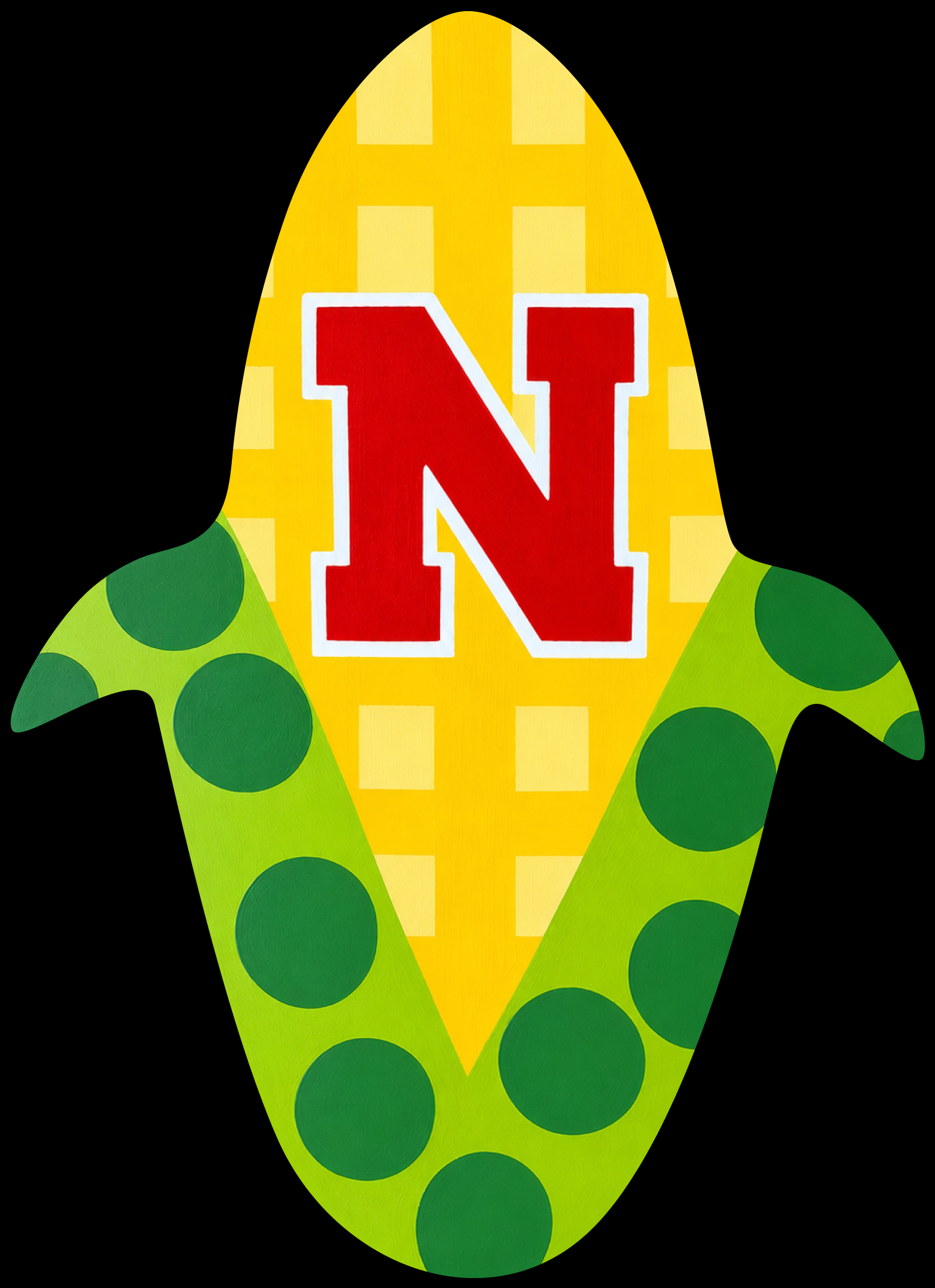 Molly Cummings (DOOR MATS BY MOLLY) YELLOW CORN WITH GREEN HUSK RED LETTER N