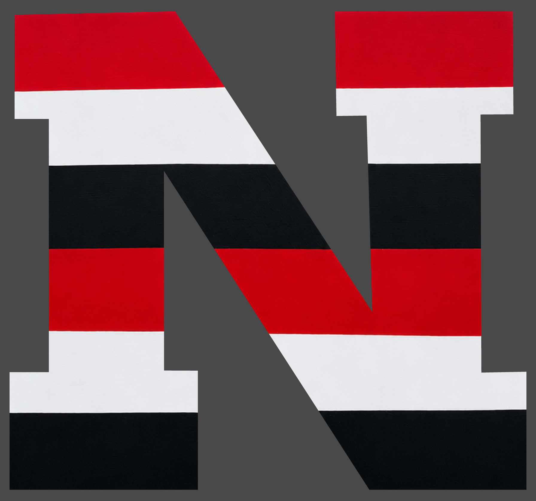 Molly Cummings (DOOR MATS BY MOLLY) RED WHITE BLACK STRIPES LETTER N