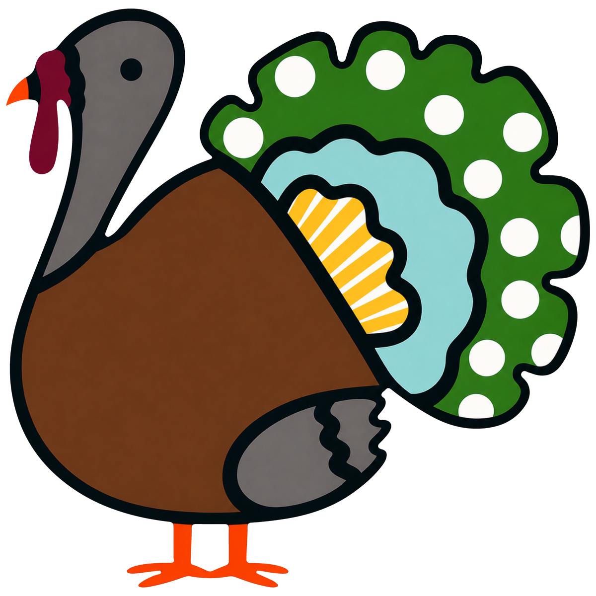 Molly Cummings (DOOR MATS BY MOLLY) BROWN GREY TURKEY WITH GREEN TEAL AND YELLOW FEATHERS