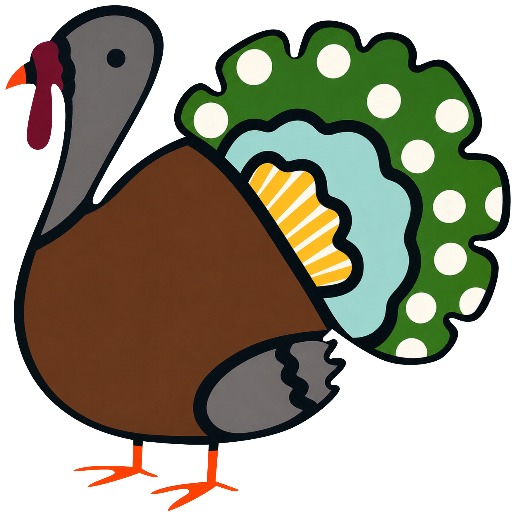 Molly Cummings (DOOR MATS BY MOLLY) BROWN GREY TURKEY WITH GREEN TEAL AND YELLOW FEATHERS