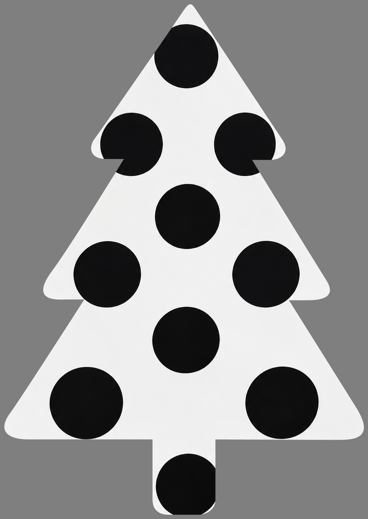 Molly Cummings (DOOR MATS BY MOLLY) WHITE CHRISTMAS TREE WITH BLACK DOTS