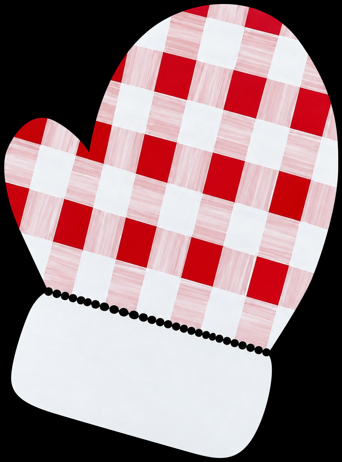 Molly Cummings (DOOR MATS BY MOLLY) RED AND WHITE MITTEN