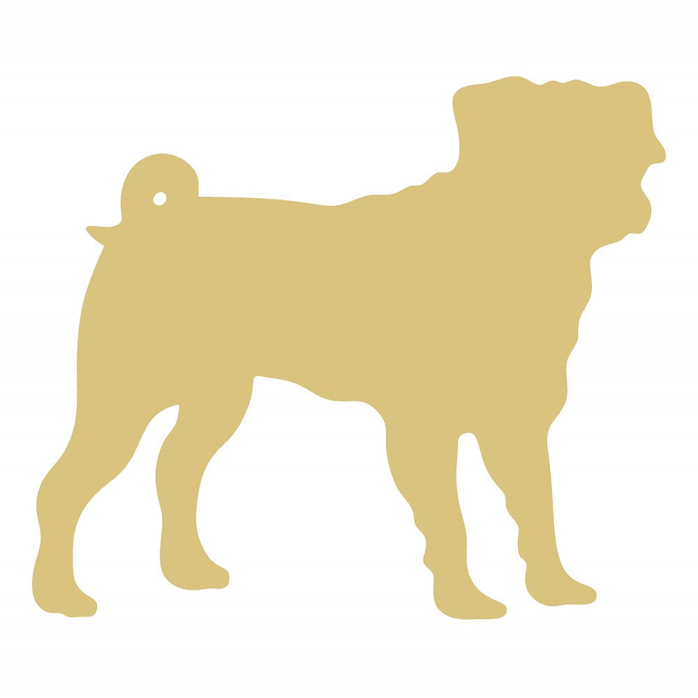 Basic Shape Pug MDF Cutout Dog Silhouette - Unfinished For DIY