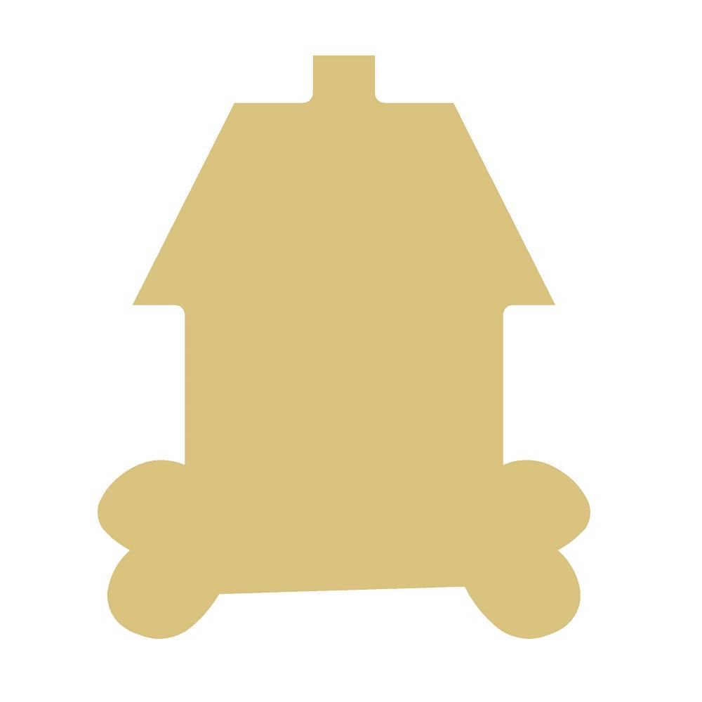 Basic Shape Dog House MDF Cutout With Bone Base - Unfinished For DIY