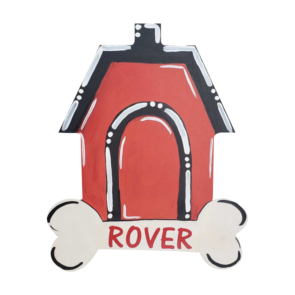 Basic Shape Dog House MDF Cutout With Bone Base - Unfinished For DIY