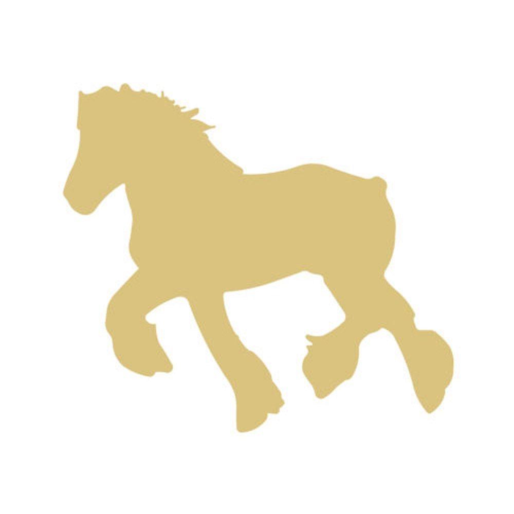 Basic Shape Horse MDF Cutout Draft Horse Silhouette Style 1 - Unfinished For DIY