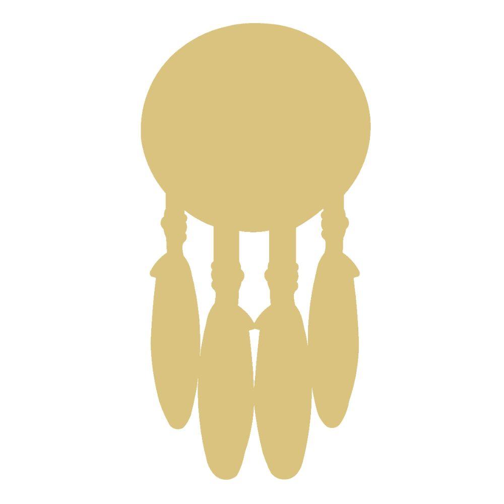 Basic Shape Dream Catcher MDF Cutout Five-Feather Silhouette - Unfinished For DIY