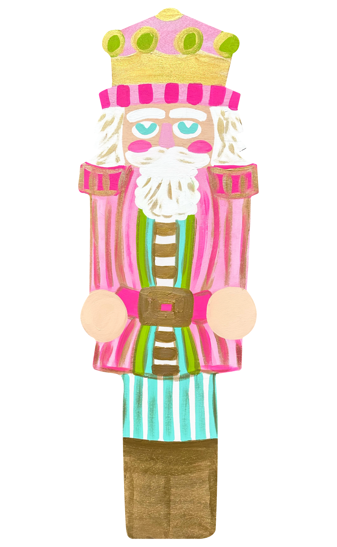 JOHNATHAN STEGALL NUTCRACKER WITH PINK AND GOLD STRIPES