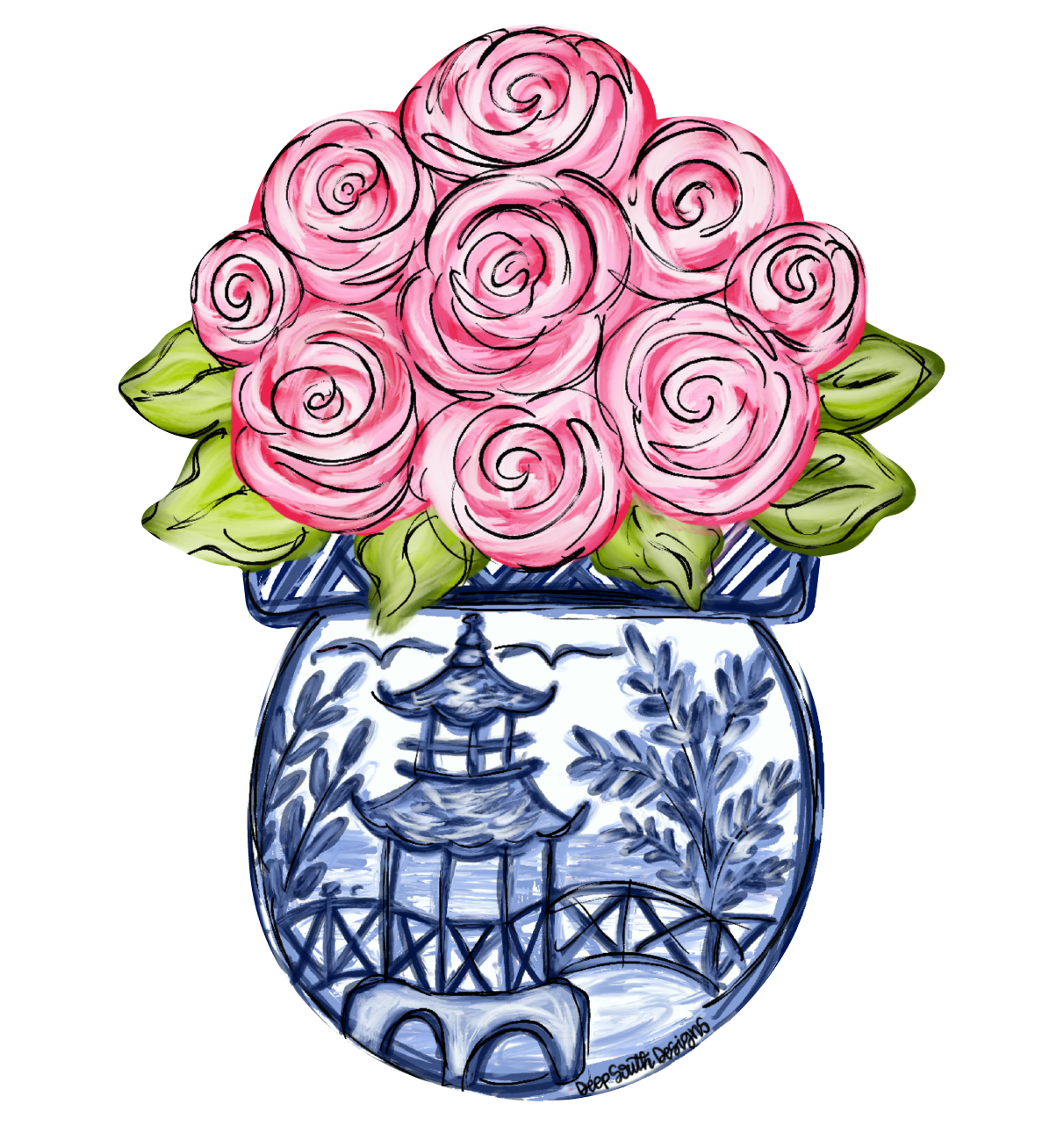JOHNATHAN STEGALL GINGER JAR WITH FLOWERS