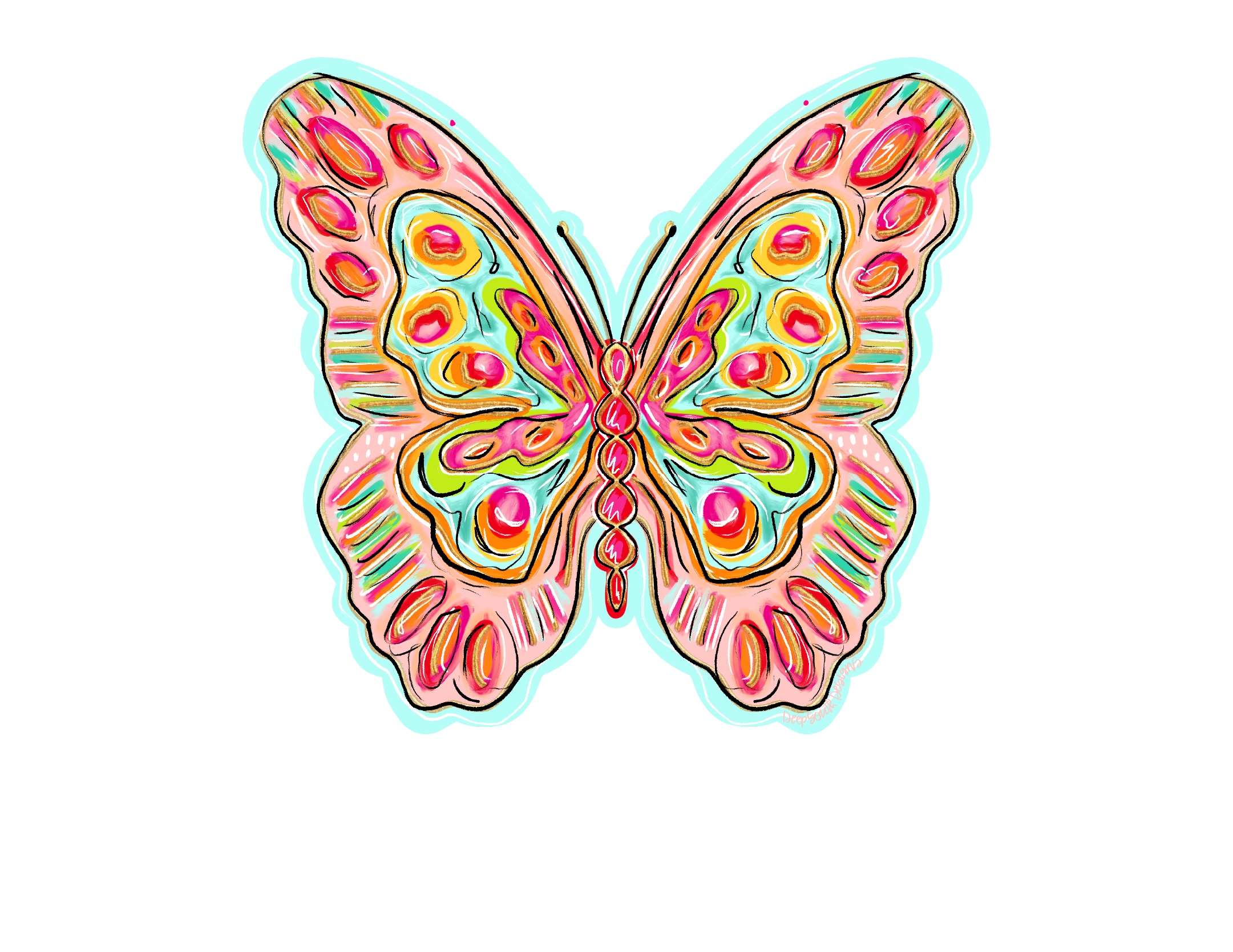 JOHNATHAN STEGALL PINK COLORFUL BUTTERFLY