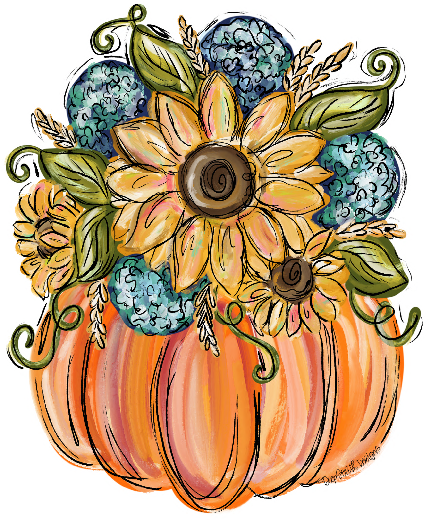 JOHNATHAN STEGALL PUMPKIN WITH FLOWERS